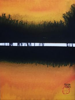 Painting, Paysage crépuscule, Sounya Whang