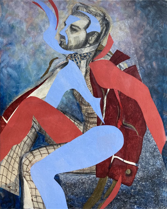Kathleen Ney, Shape Shifter, abstract figurative collage Kathleen Ney, Shape Shifter, abstract figurative collage