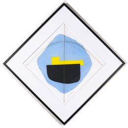 Peinture, Bateau noir sur ciel bleu, Pablo Figueroa