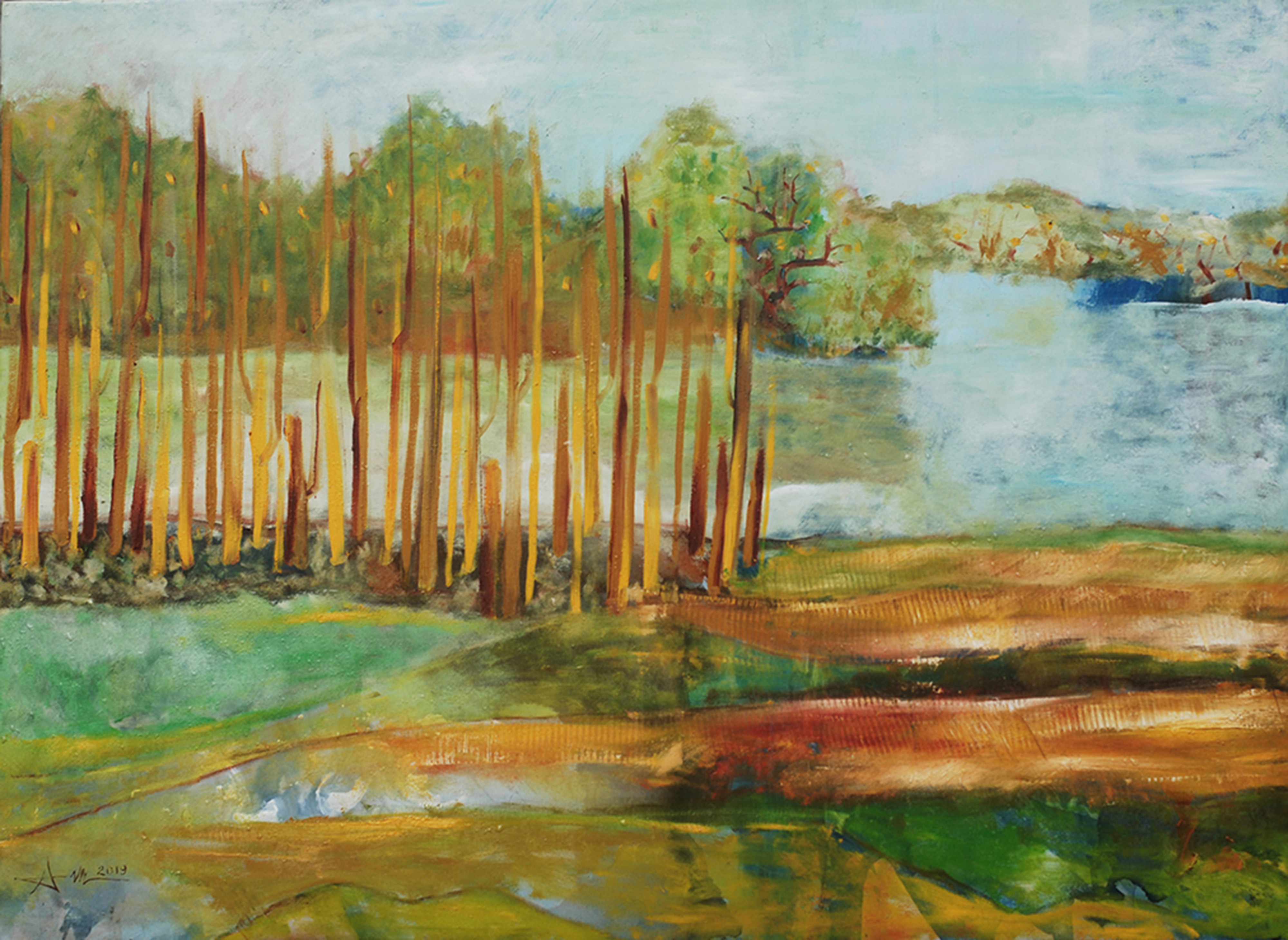 Nguyen Xuan Anh, 'Soul Scape' Abstract Wetlands Landscape Painting Nguyen Xuan Anh, 'Soul Scape' Abstract Wetlands Landscape Painting