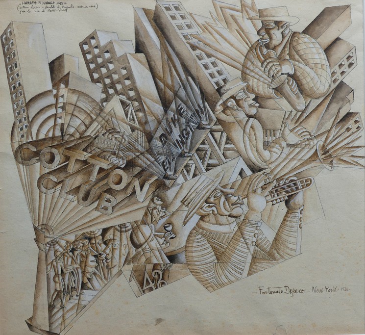 Fortunato Depero, New York-Harlem in Jungle Jazz, Dessin sur papier