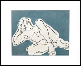 Fine Art Drawings, Male Figure in Blue, Kathleen Ney