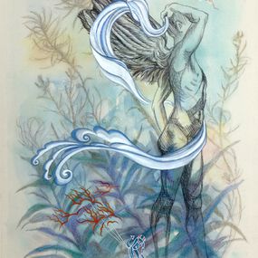 Dessin, Winged Figure VI, mixed media drawing, Kathleen Ney