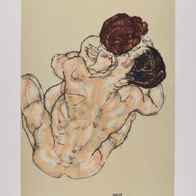Print, Lovers, 1917 (Mann und frau, umarmung), Egon Schiele
