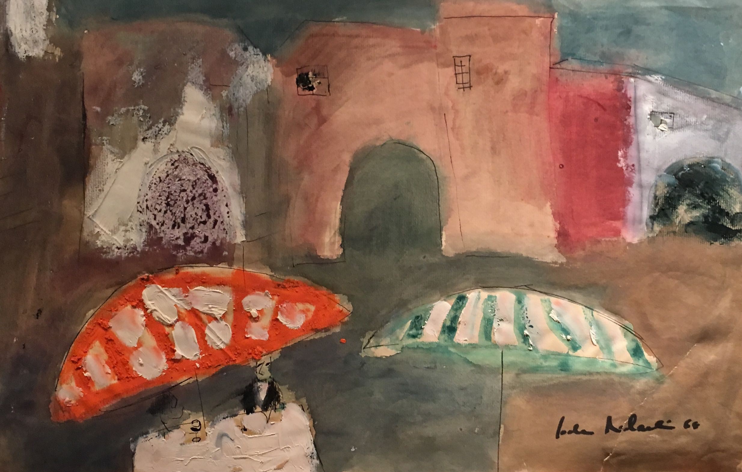 Jochen Michaelis, 1968 Orange and green Parasols orange et vert Jochen Michaelis, 1968 Orange and green Parasols orange et vert