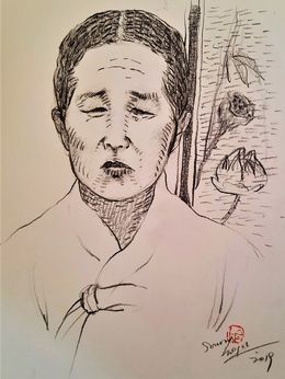 Fine Art Drawings, Grand Mère Coréenne, Sounya Whang
