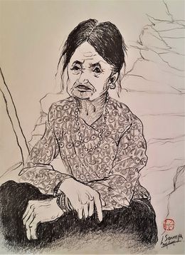Fine Art Drawings, Femme indienne, Sounya Whang