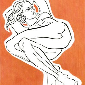 Fine Art Drawings, Female Figure in Tangerine, Kathleen Ney