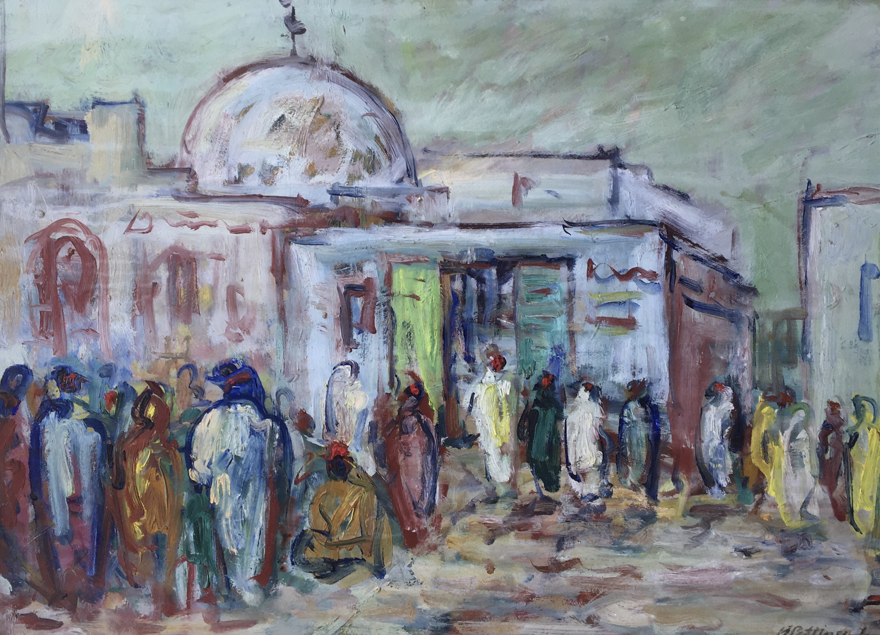 André Pettinerolli, Personnages devant la mosquée André Pettinerolli, Personnages devant la mosquée