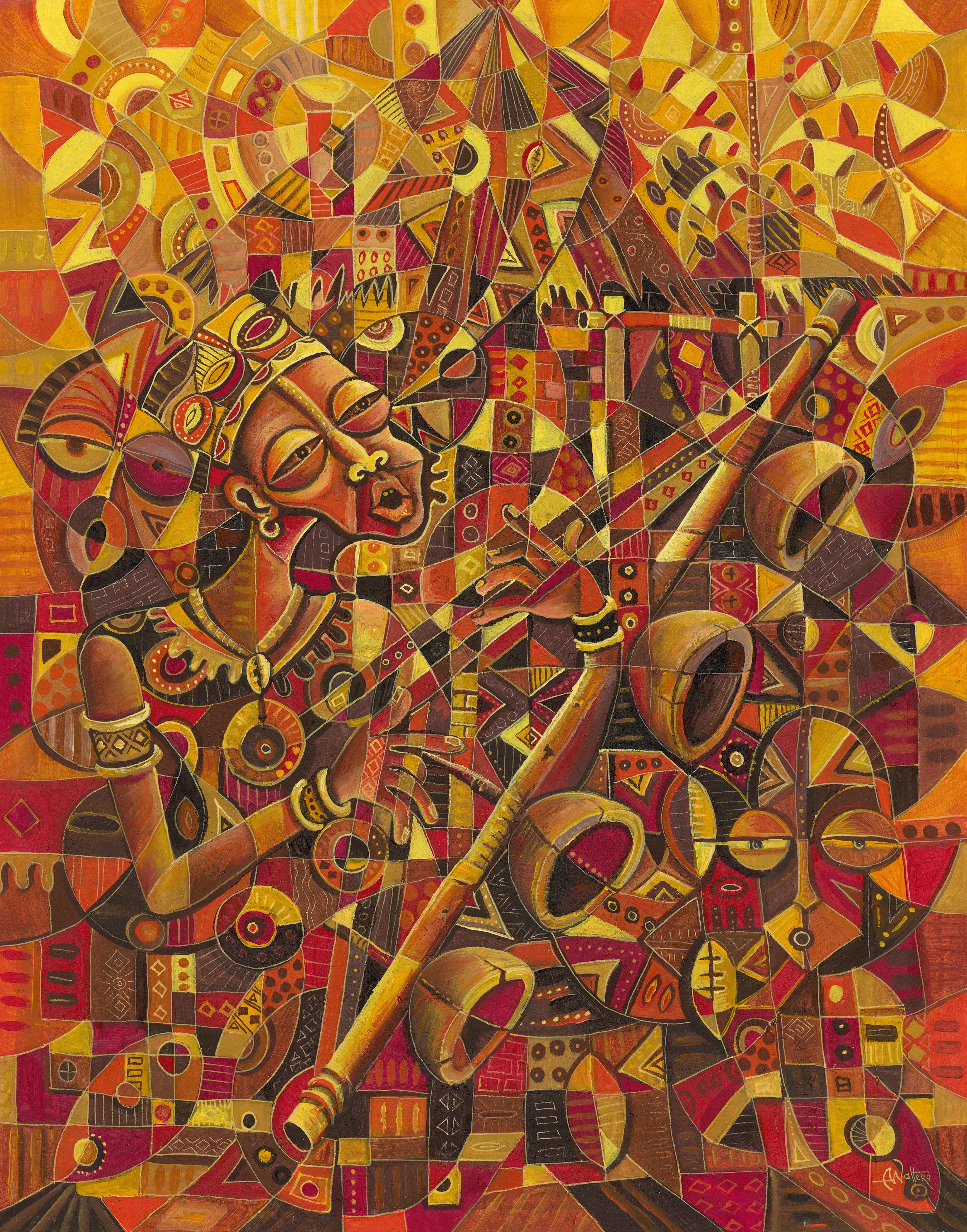 Angu Walters, Mvet Player II giclée art print Angu Walters, Mvet Player II giclée art print