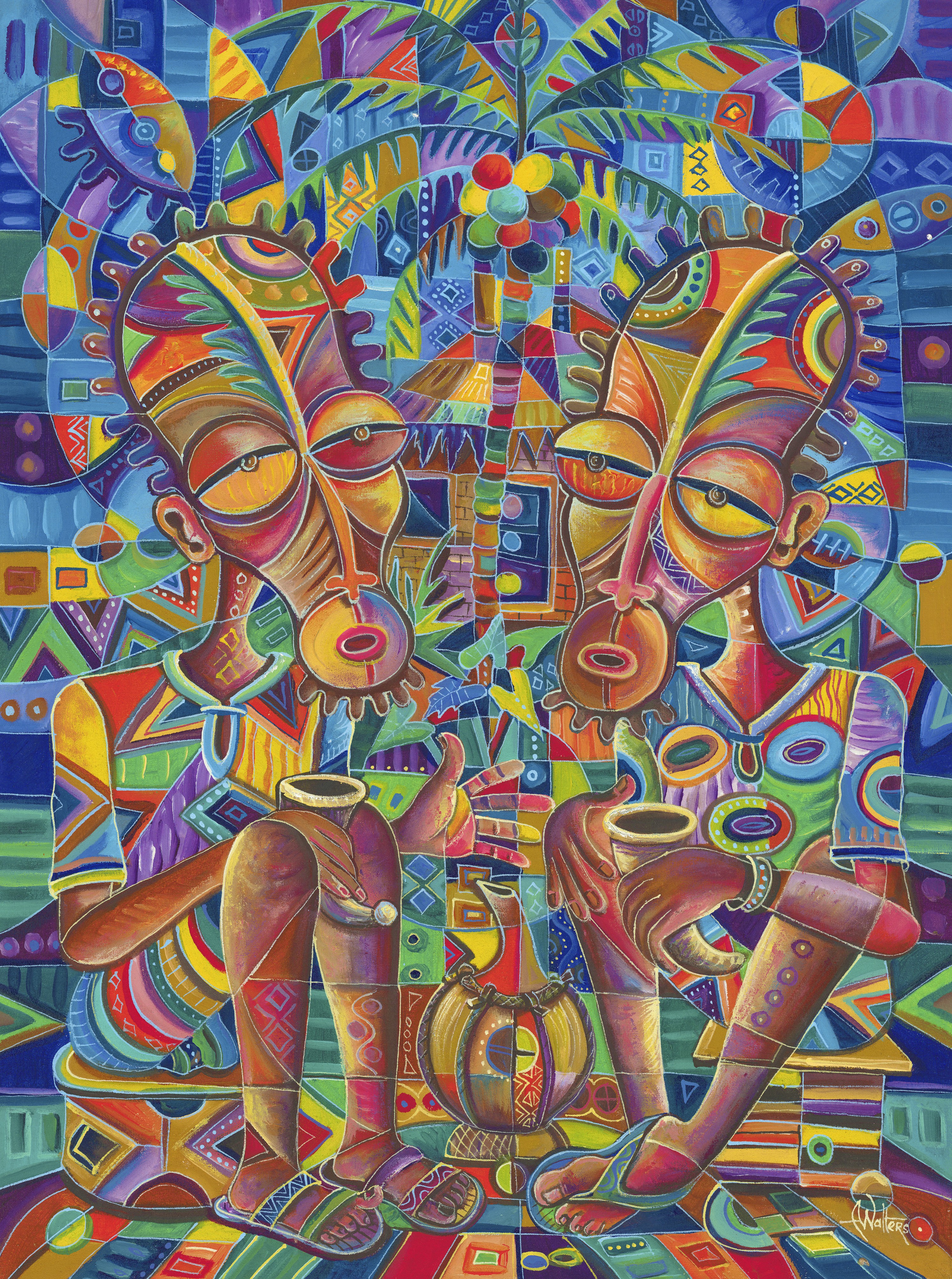 Angu Walters, The Happy Villagers IV giclée art print Angu Walters, The Happy Villagers IV giclée art print