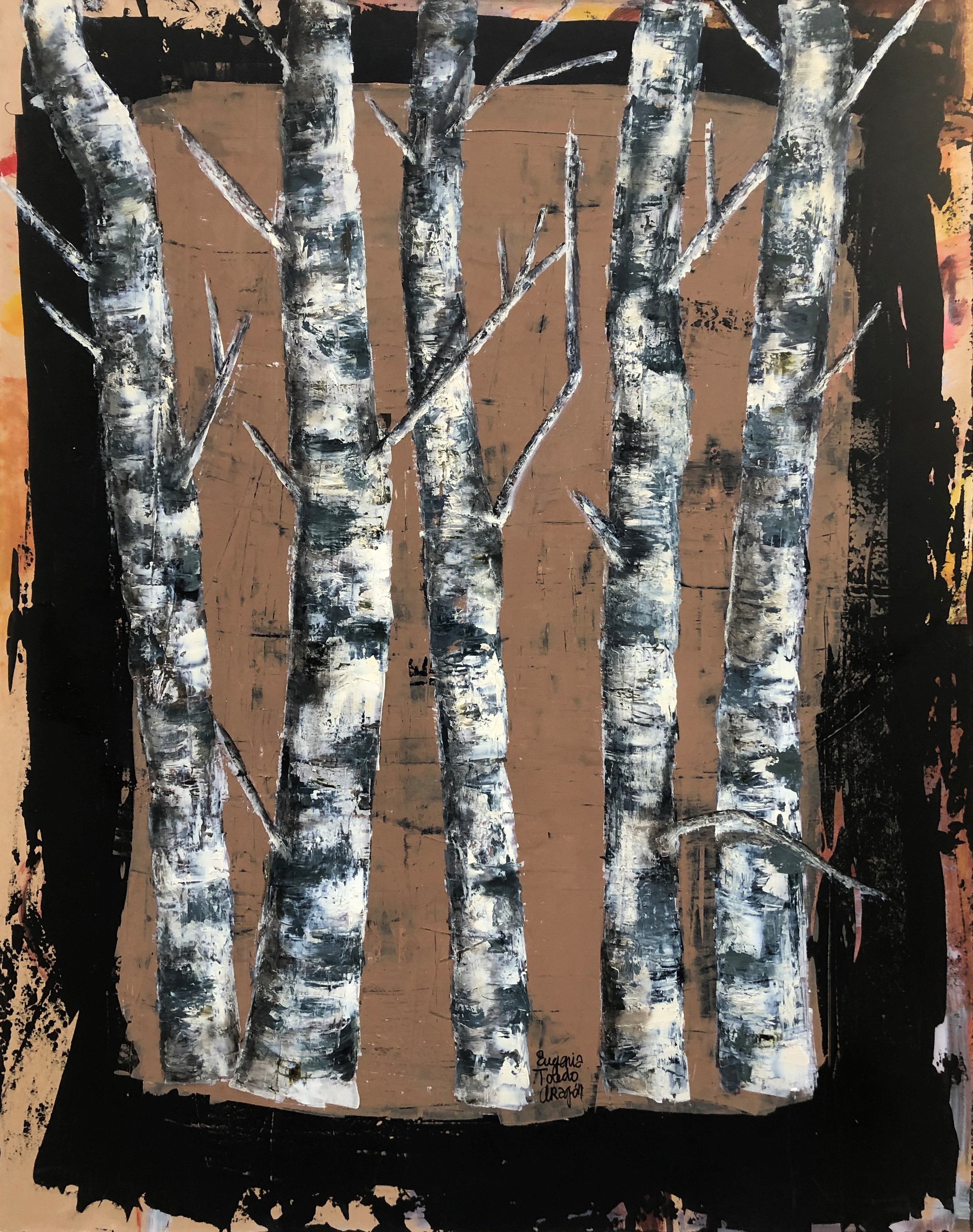 Eugenia Toledo Aragon, Deux femmes allongées derrière les arbres Eugenia Toledo Aragon, Deux femmes allongées derrière les arbres