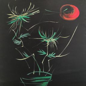 Peinture, 1953 Plante et lune rouge Red moon and plant, Kam Zin Choon