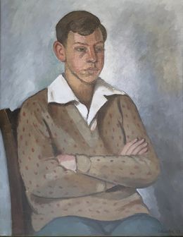 Jeune homme assis col blanc et pull à pois, Emile-François Chambon