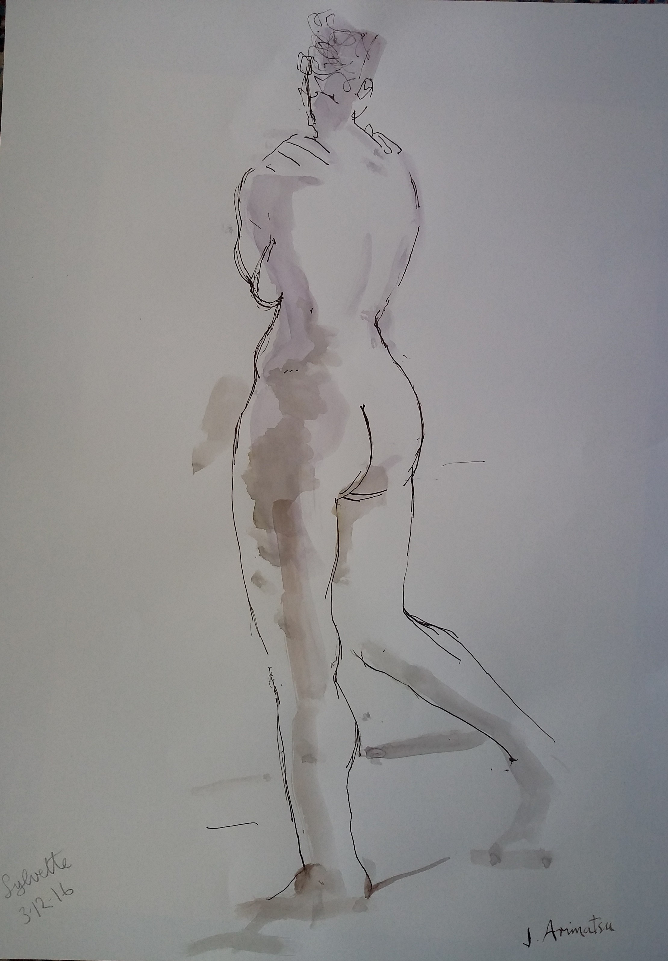 Joyce Arimatsu, Standing nude with hands on shoulder Joyce Arimatsu, Standing nude with hands on shoulder