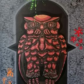 Gemälde, Owl on the wall, Benjamin David
