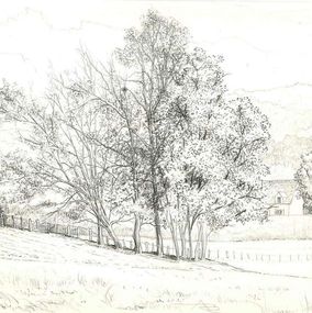Fine Art Drawings, French countryside, André Roland Brudieux