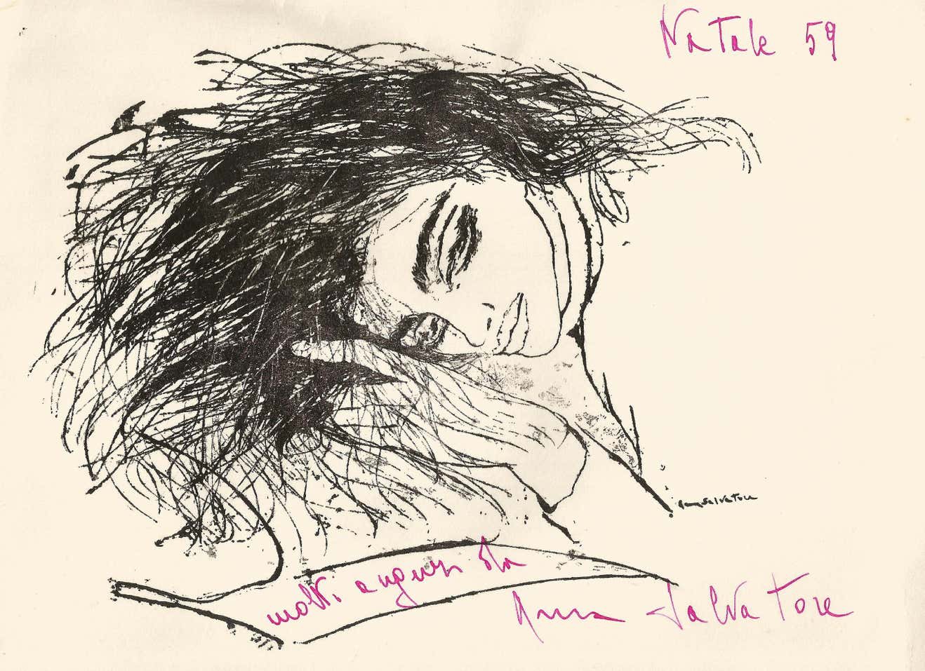 Anna Salvatore, Greeting Card with Drawing Anna Salvatore, Greeting Card with Drawing