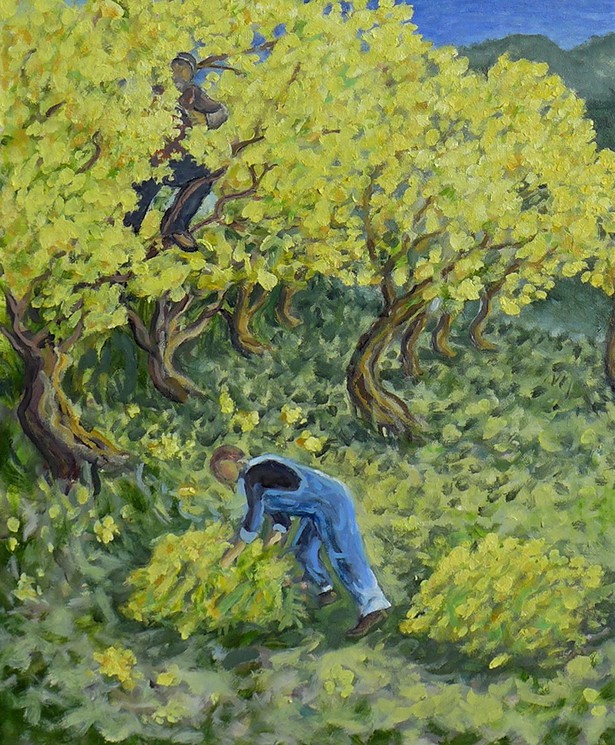 Linda McCluskey, Mimosa Harvest, Painting on canvas