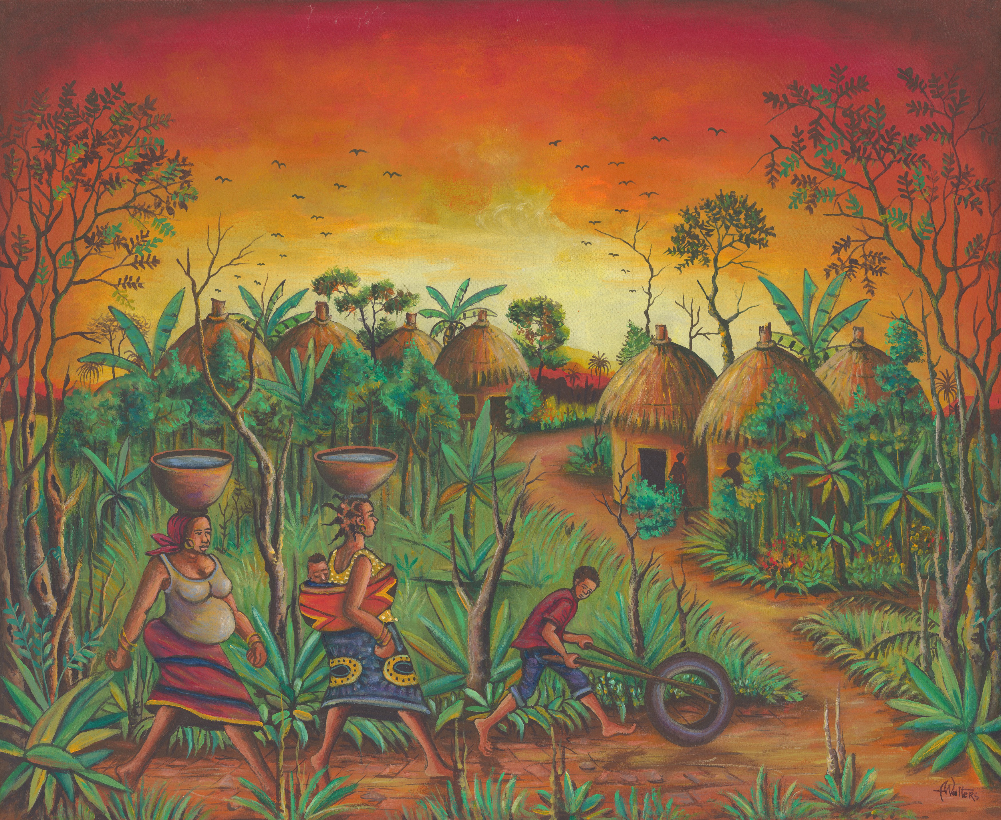 Angu Walters, Village giclée art print Angu Walters, Village giclée art print