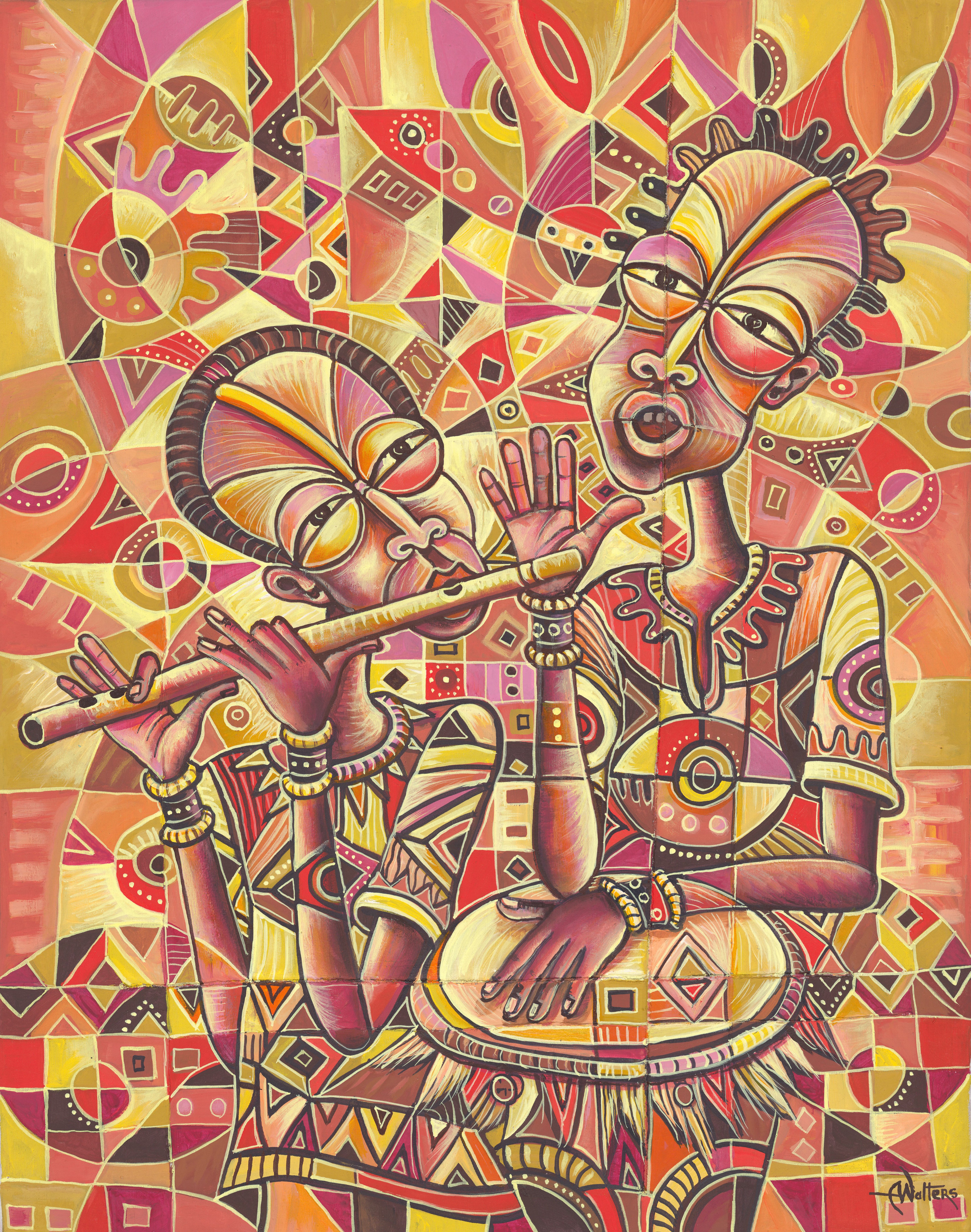 Angu Walters, The Drummer and the Flutist III giclée art print Angu Walters, The Drummer and the Flutist III giclée art print