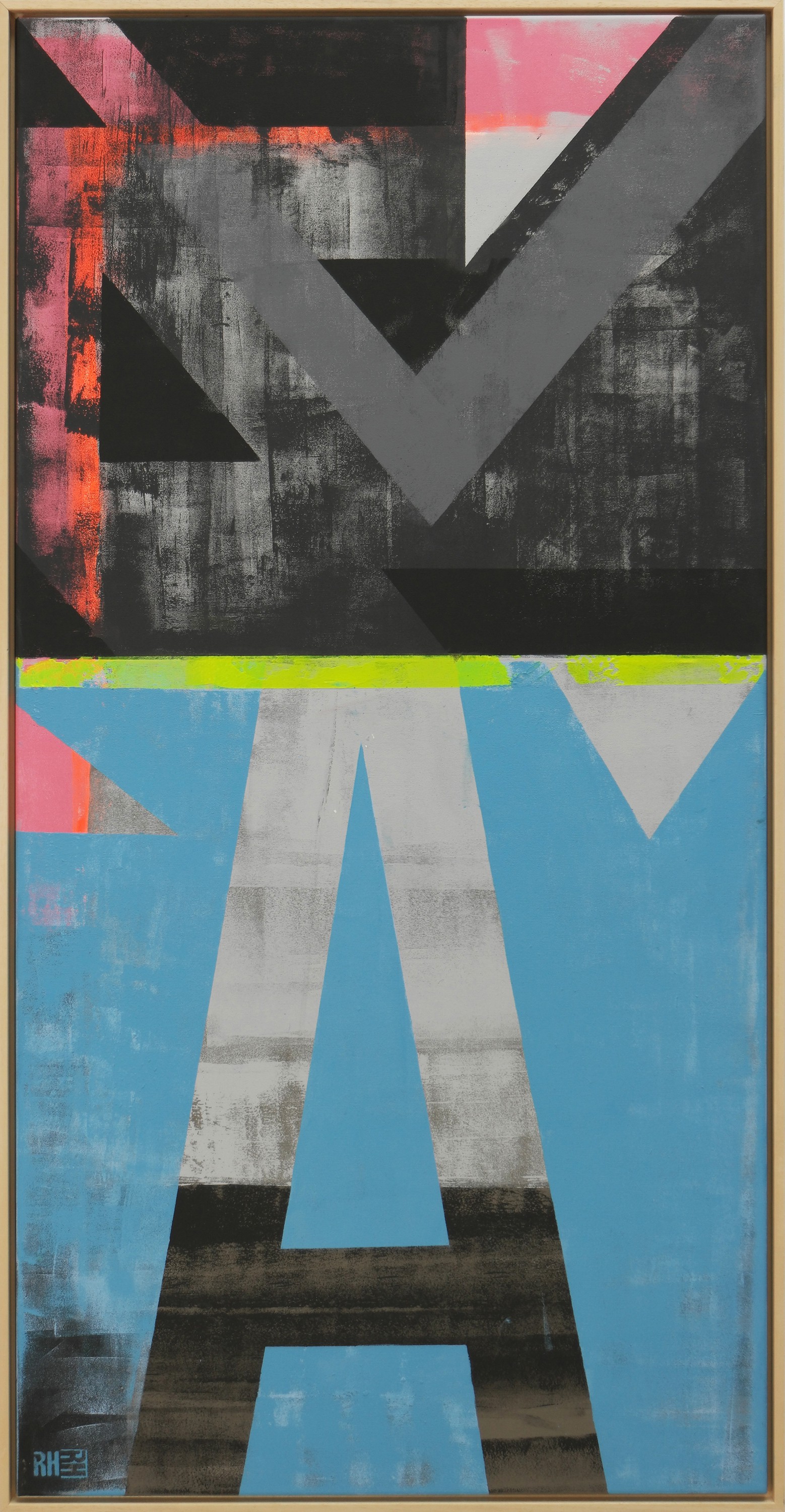 Ronald Hunter, Vintage typopop in blue & yellow Ronald Hunter, Vintage typopop in blue & yellow