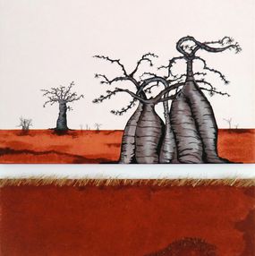 Gemälde, Baobabs en terre rouge 1-2, Michèle Magnien (Mileg)