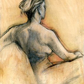 Dessin, Female Figure Back III, oil and charcoal drawing, Kathleen Ney