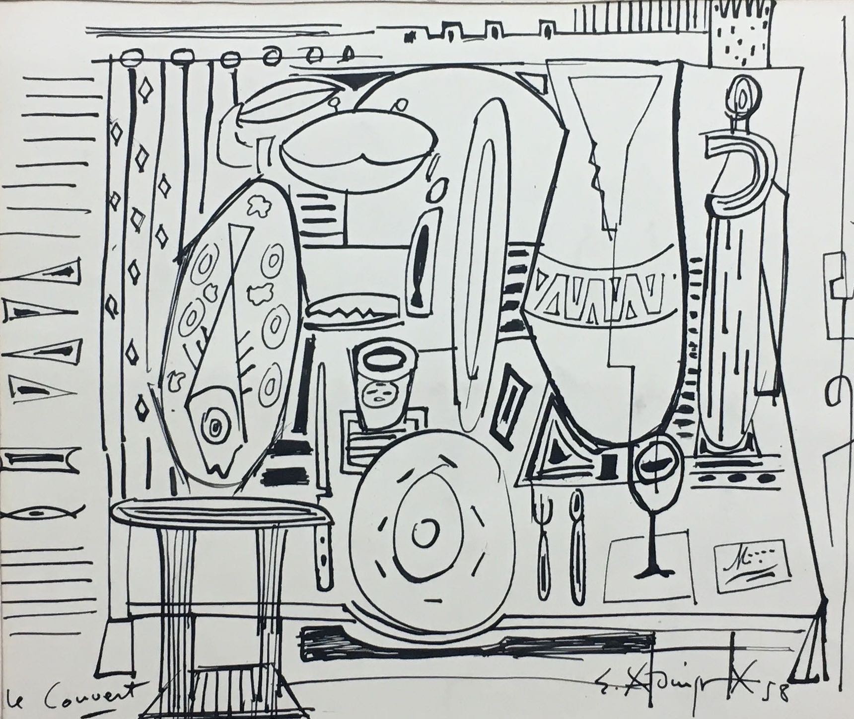 E. X Jing, 1958 Le couvert Table setting E. X Jing, 1958 Le couvert Table setting