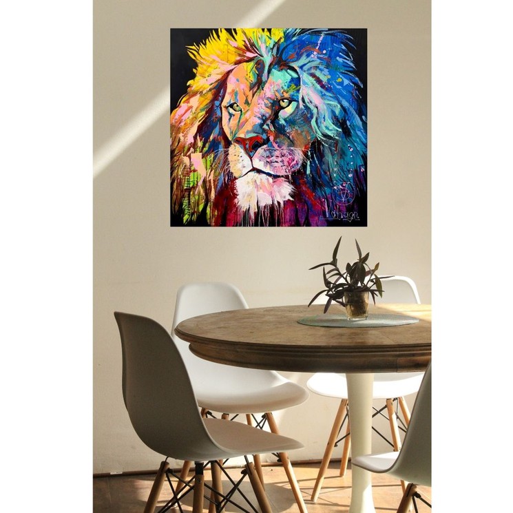 ▷ Très beau et artistique tableau mural d'un lion