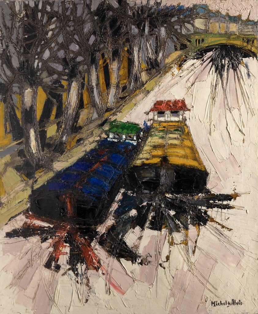 Michel de Alvis, Les deux péniches - série bord de seine Michel de Alvis, Les deux péniches - série bord de seine