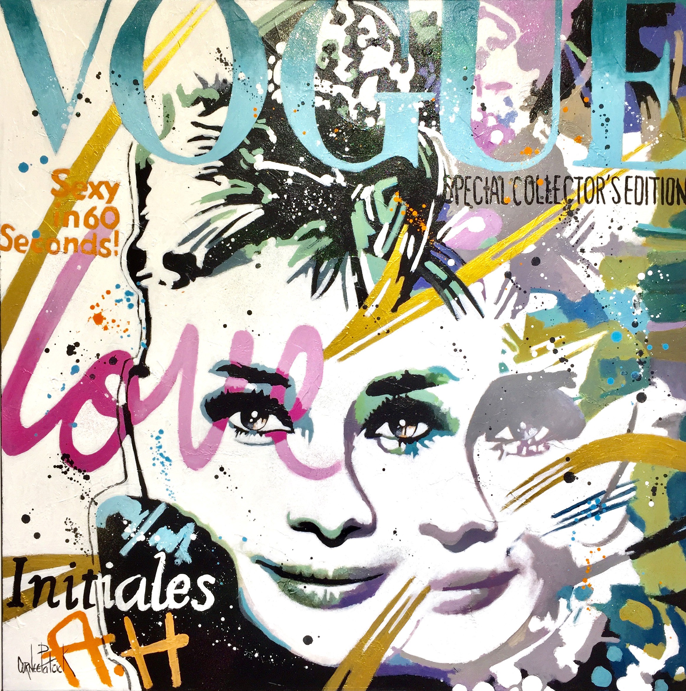 Patrick Cornée, Audrey Hepburn, Vogue, blue version Patrick Cornée, Audrey Hepburn, Vogue, blue version