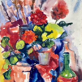 Ian Hornak, Untitled (Abstract Still Life with Flowers, Plants and Bottles) Ian Hornak, Untitled (Abstract Still Life with Flowers, Plants and Bottles)