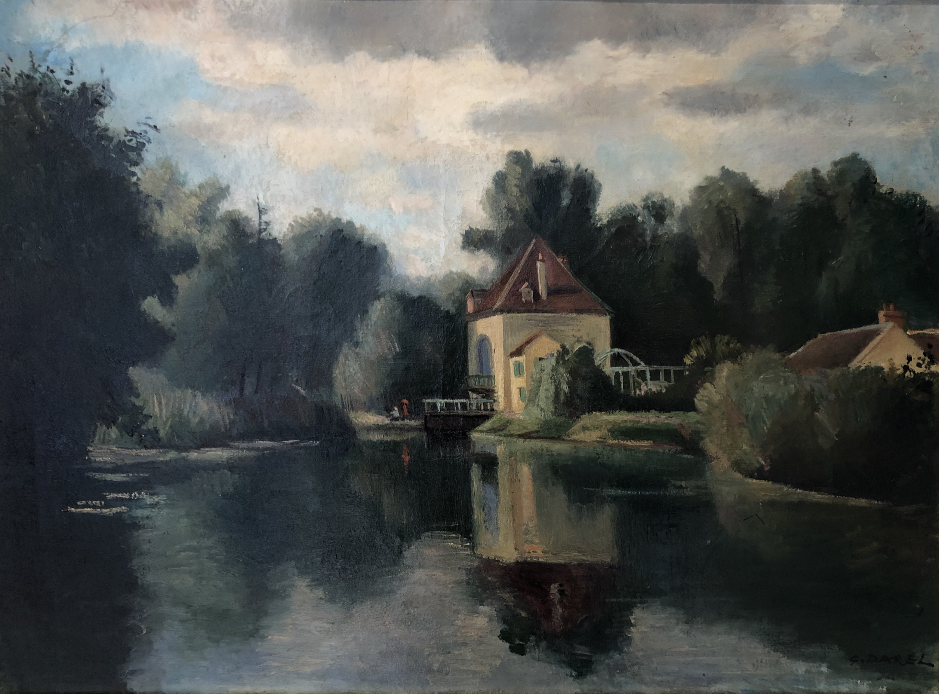 Georges Darel, Paysage animé en bord de Seine Georges Darel, Paysage animé en bord de Seine