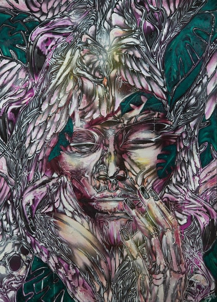 Johnathan Ball, Woman With Leaves And Feathers Johnathan Ball, Woman With Leaves And Feathers
