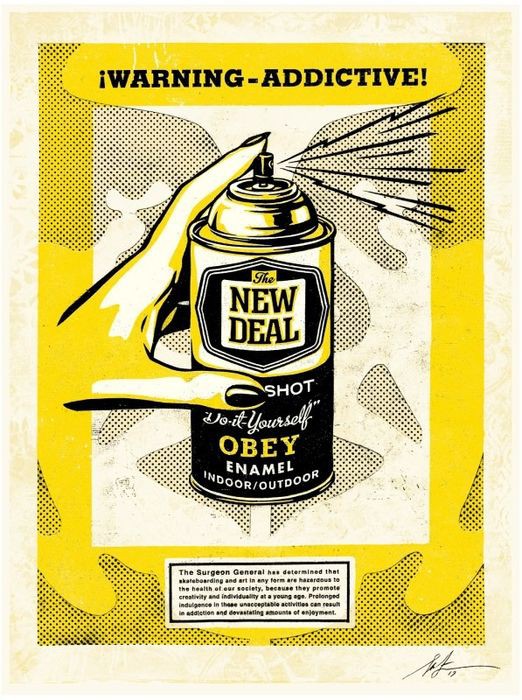 Shepard Fairey (Obey), Warning Addictive Shepard Fairey (Obey), Warning Addictive