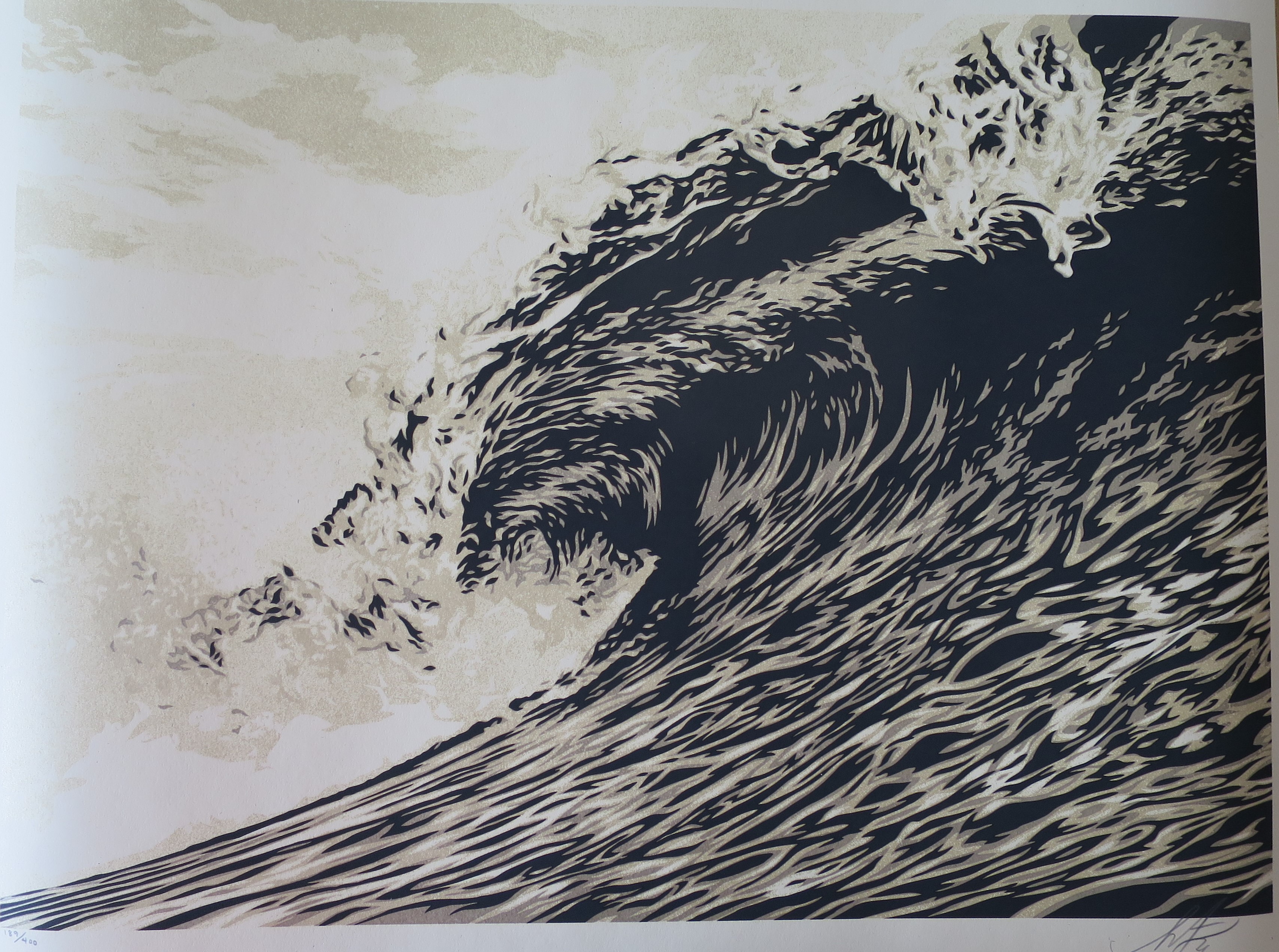 Shepard Fairey (Obey), Wave of Distress (Sepia) Shepard Fairey (Obey), Wave of Distress (Sepia)