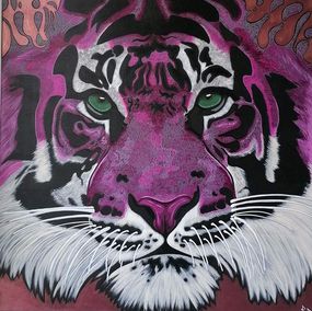 Painting, Red VIolet Tiger, Benjamin David