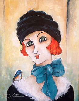 Gemälde, Le foulard bleu, Véronique Clanet