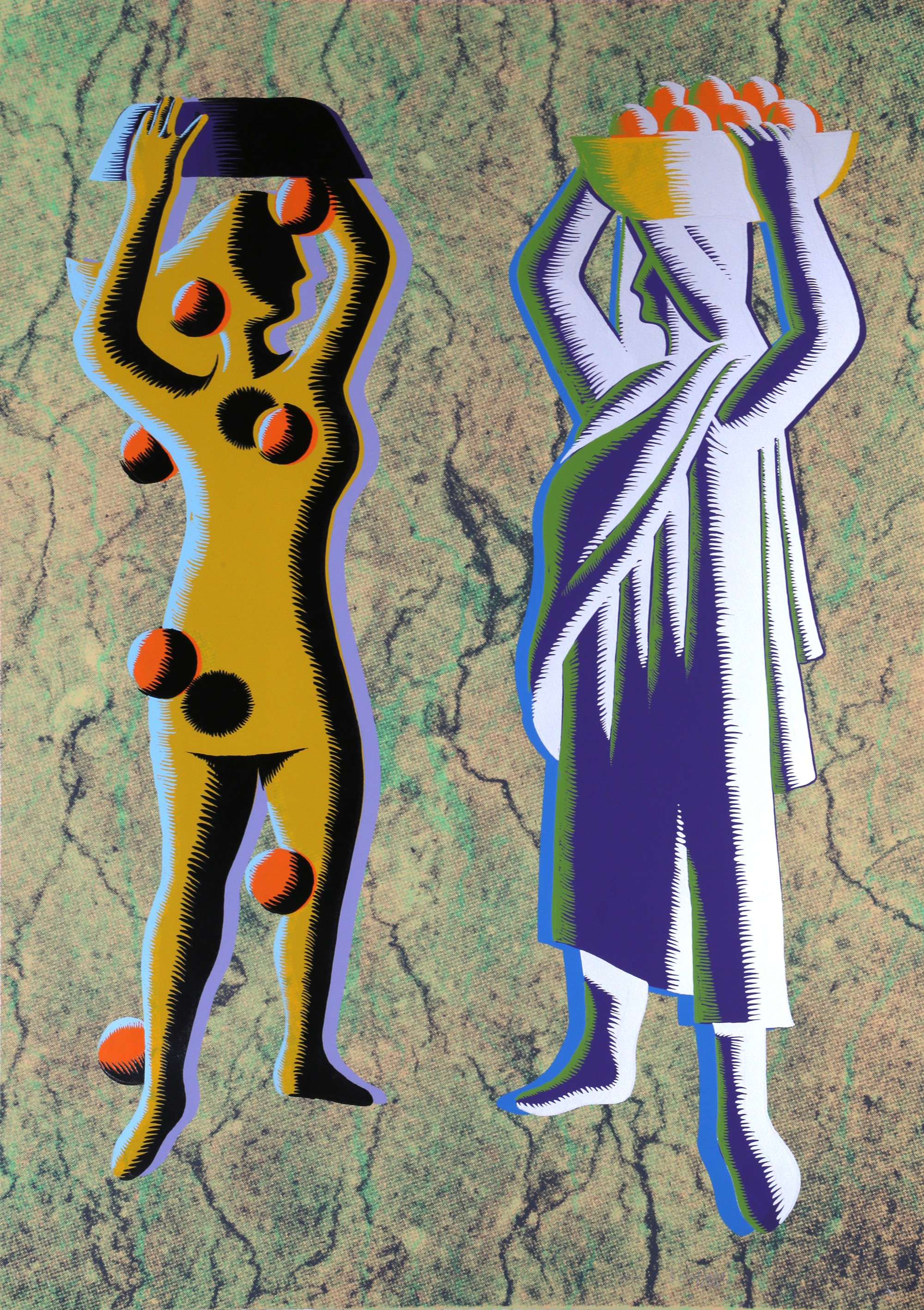 Mark Kostabi, Two Cultures - Green Mark Kostabi, Two Cultures - Green