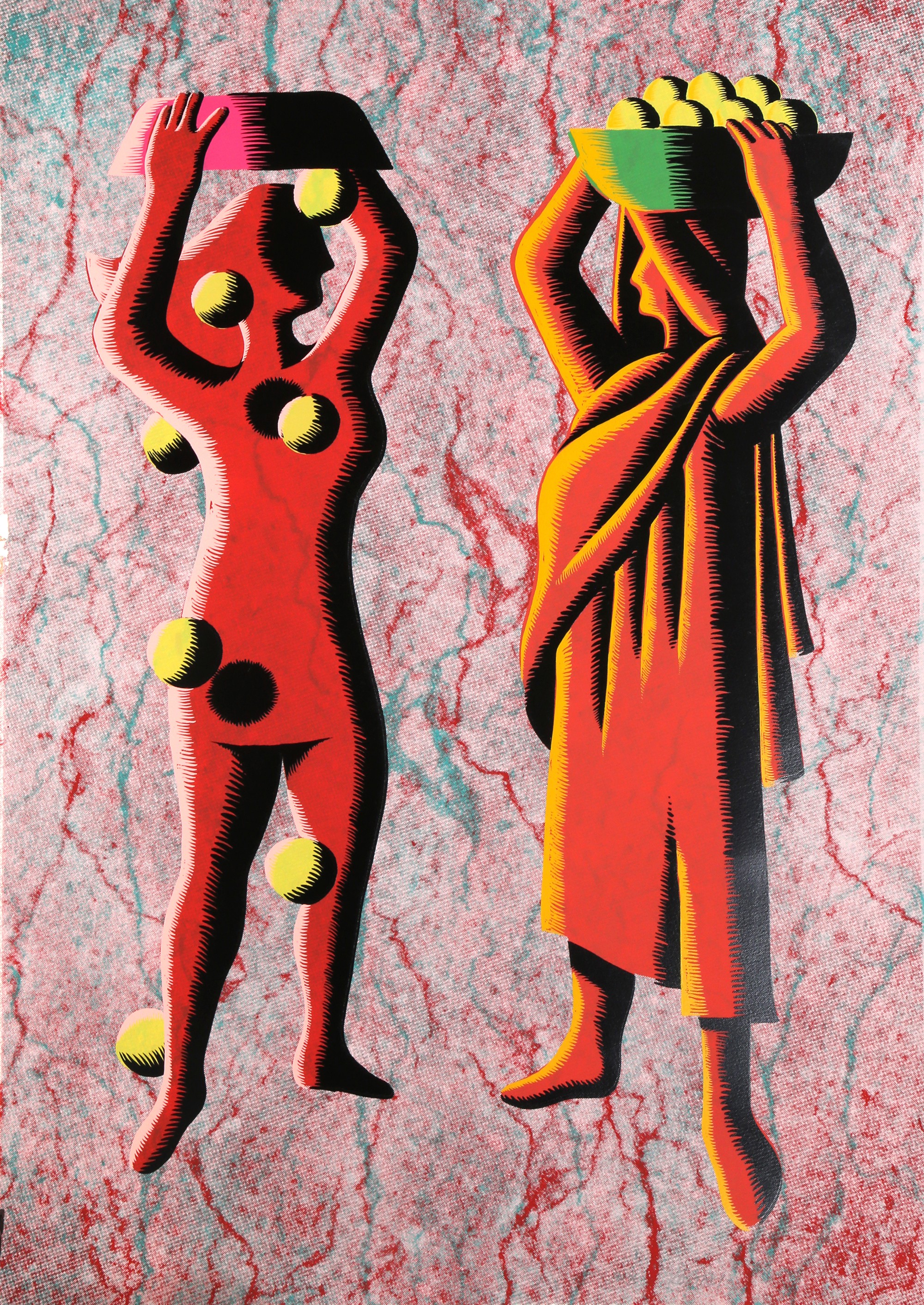 Mark Kostabi, Two Cultures - Red Mark Kostabi, Two Cultures - Red