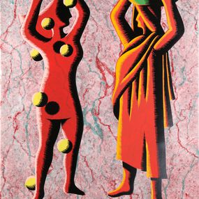 Drucke, Two Cultures - Red, Mark Kostabi