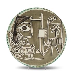 Madoura Ceramic Dish - Jacqueline at the easel, Ramié 333