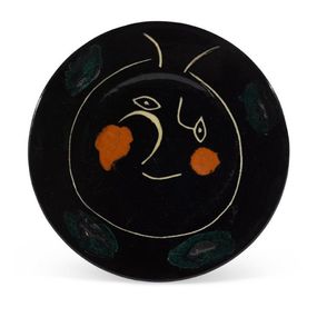 Sculpture, Madoura Ceramic Plate - Service Visage Noir, Ramié 47, Pablo Picasso