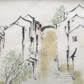 Painting, Paysage village 2, Xi Lan