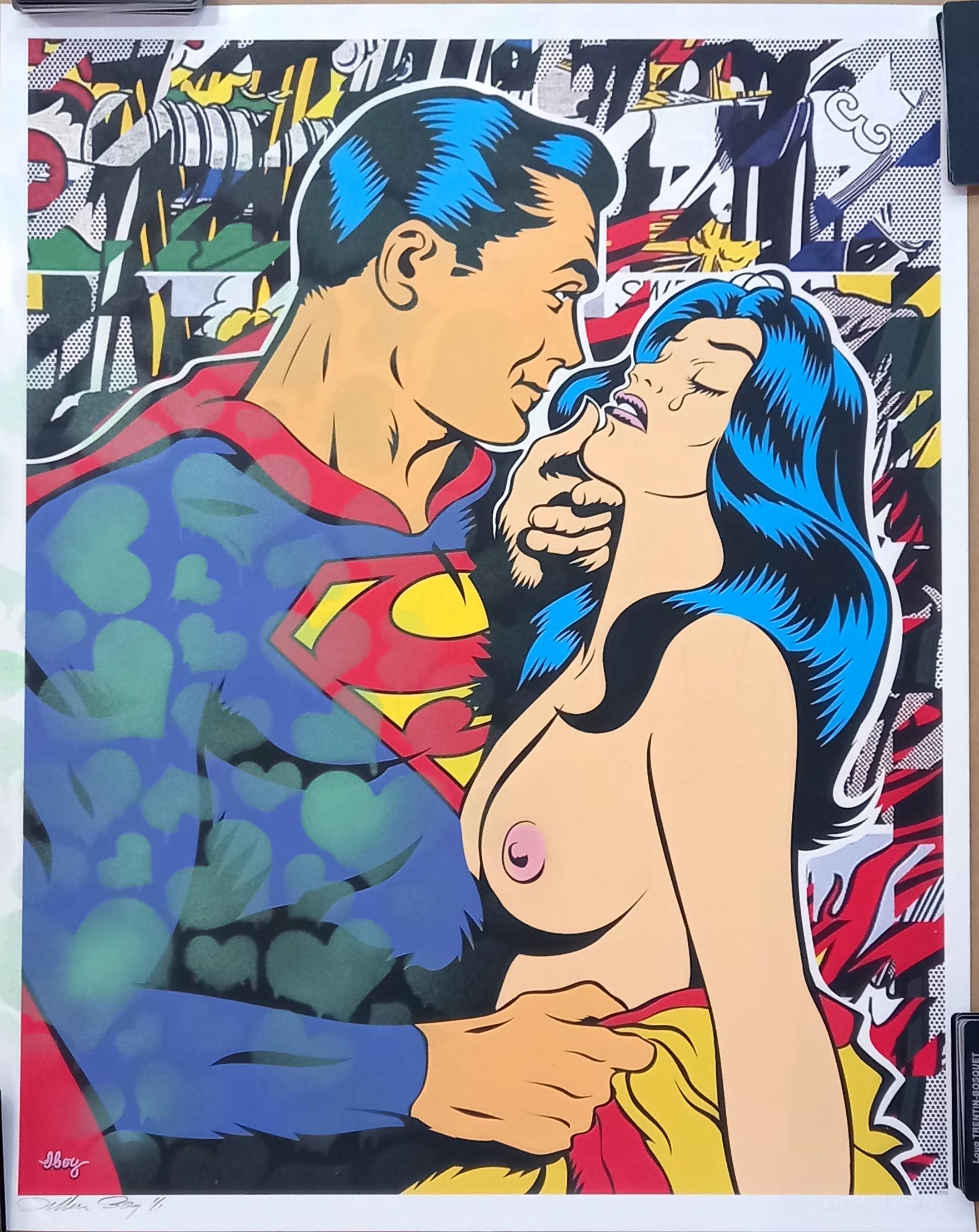 ▷ Superman and Wonder Woman  The Nude Kiss Goodbye by Dillon Boy, 2021 |  Print | Artsper