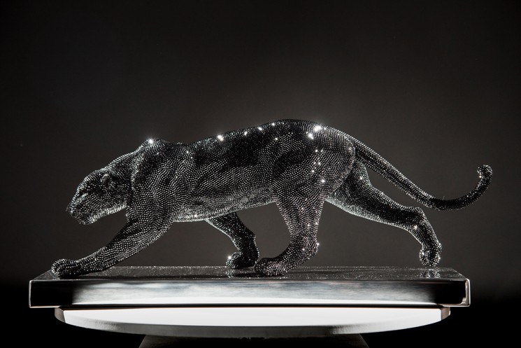 Sculpture Panthère Noire Léopard en métal