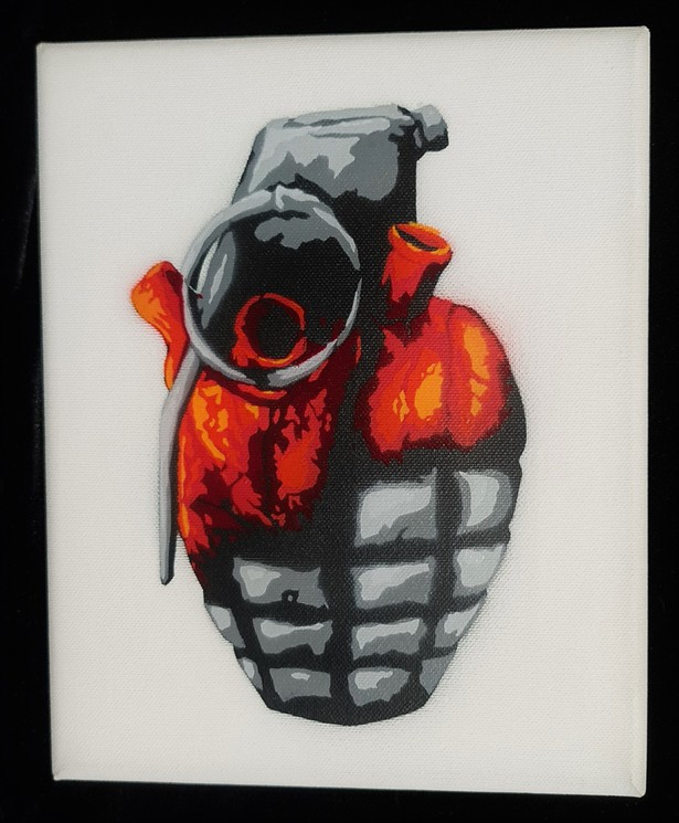 heart grenade stencil