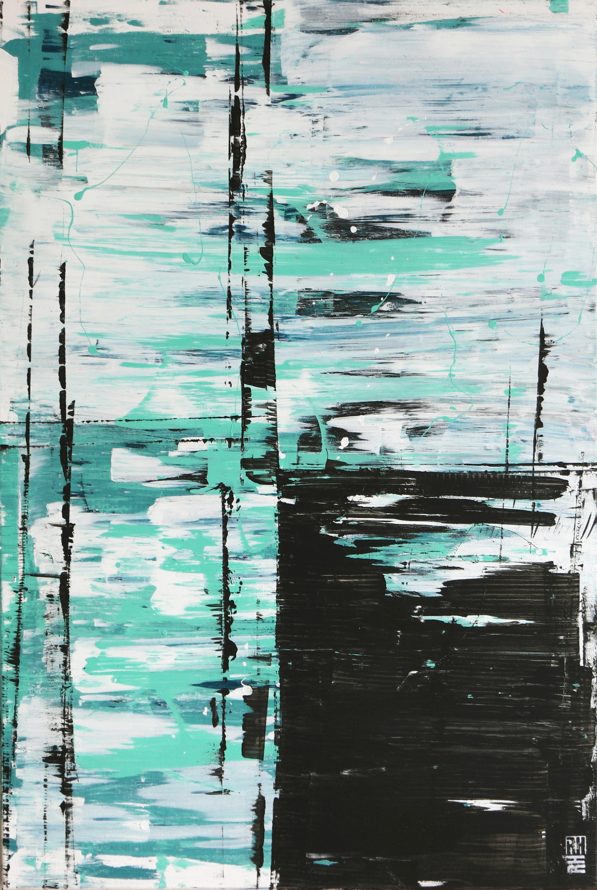 Ronald Hunter, Static Turquoise & White Ronald Hunter, Static Turquoise & White