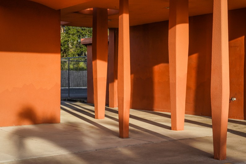 Dennis Church, Architectural Columns with Palm Shadow, Florida, Dennis Church, Architectural Columns with Palm Shadow, Florida,
